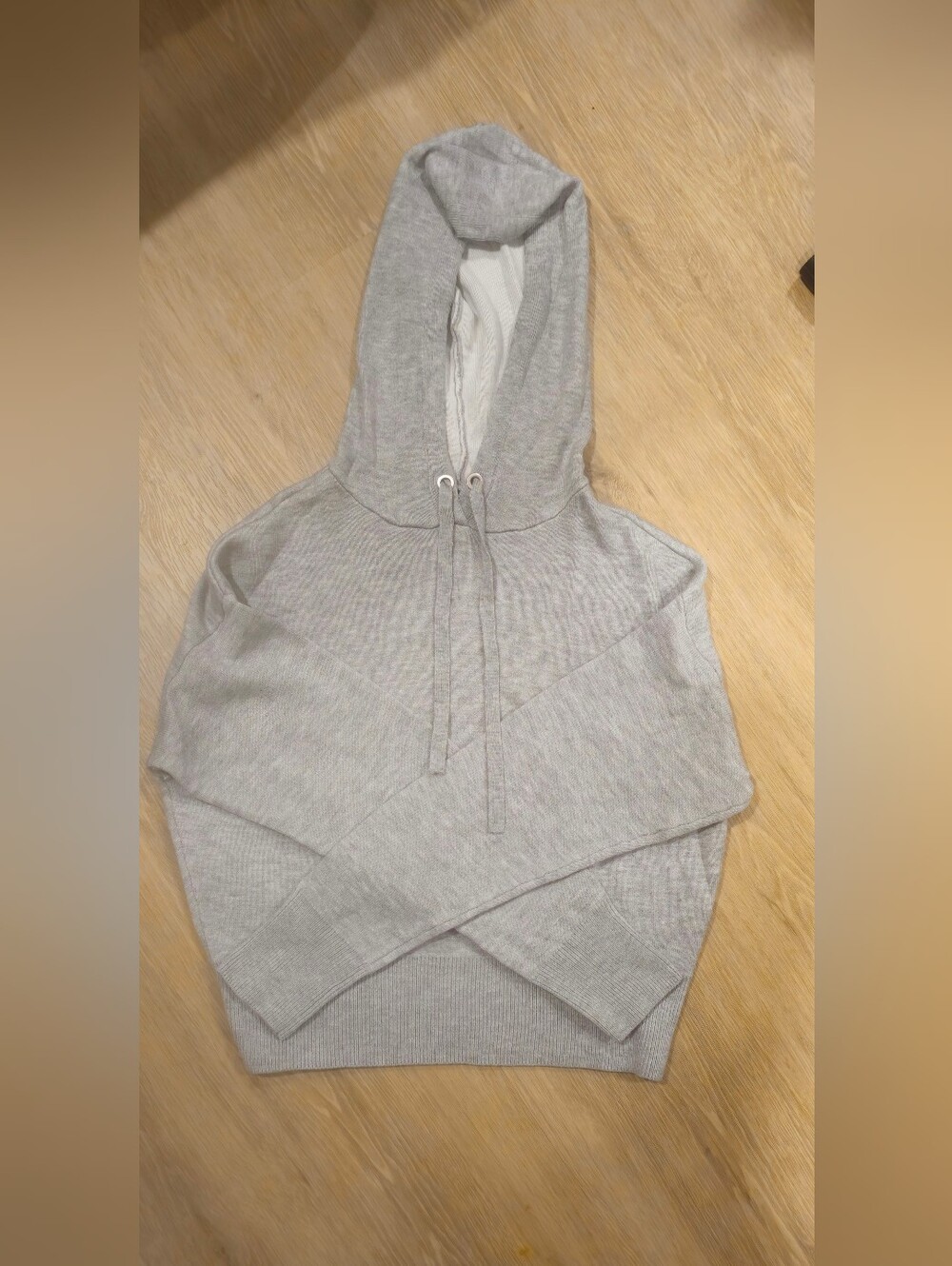 Dynamite Grey Cropped Knit Hoodie Sweater